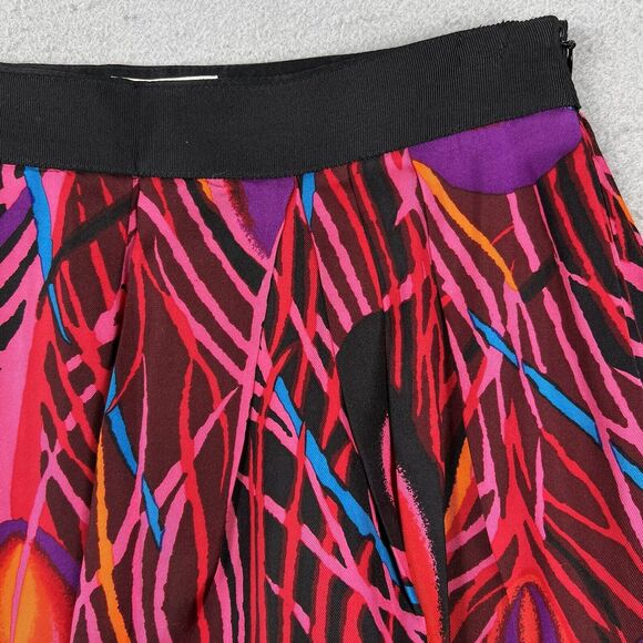 Milly Of New York Skirt Women’s 2 Multicolor Peacock Feather Pleated Knee Length - Picture 2 of 16